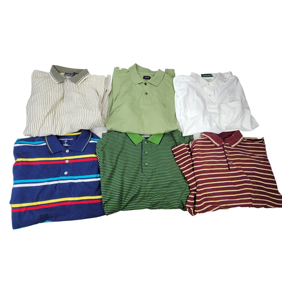Lot of Polo Shirts Mens Sz Medium Y2k Grunge Izod Cutter Buck Preppy Outer Banks - Picture 1 of 16